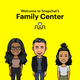 Illustration of Snapchat Family Center logo and people